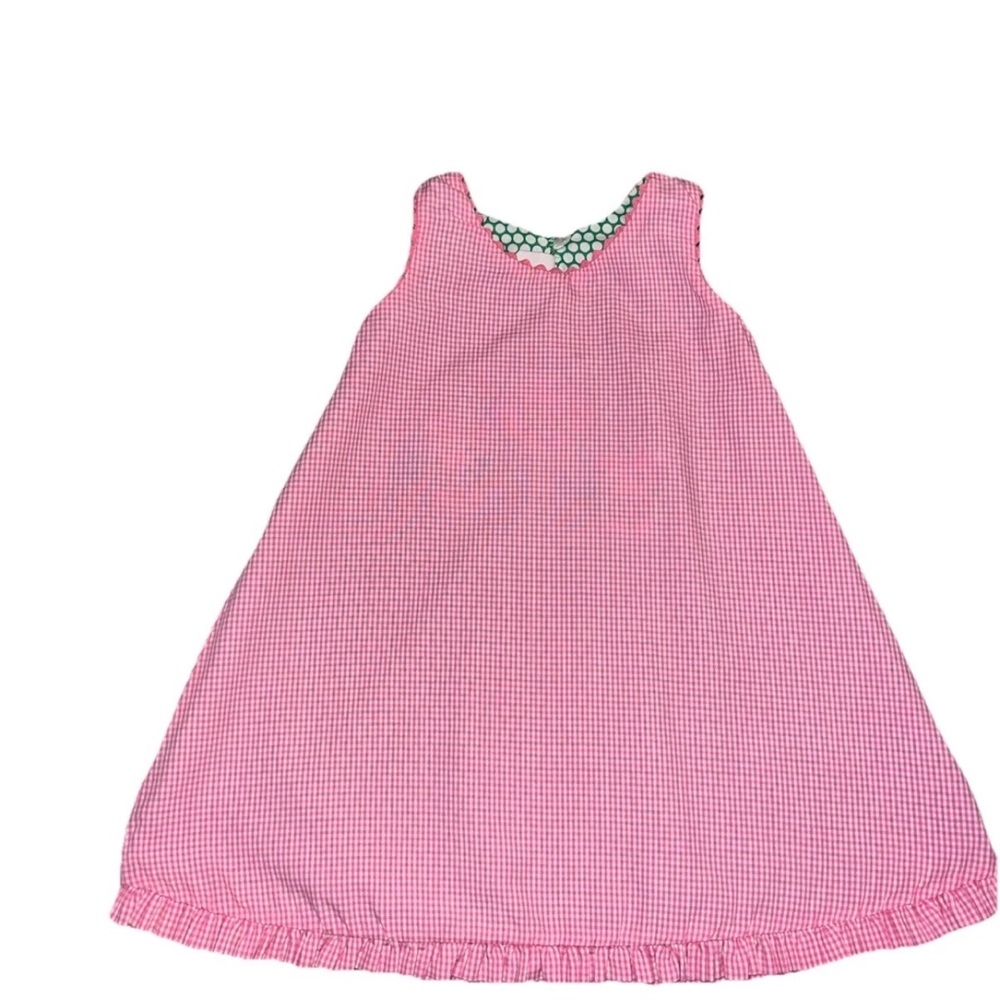 Girls Owl Polka Dot A-Line Sleeveless reversible Dress Pink Green 12M. - Picture 4 of 7